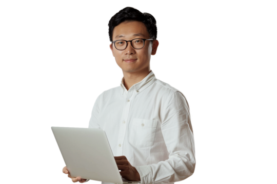 Man with Laptop in Studio Shot