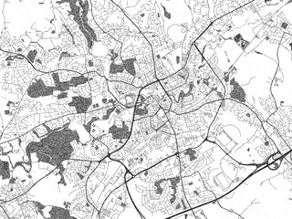 Poster-style sketch map of Rochdale, United Kingdom, designed in artistic monochrome.