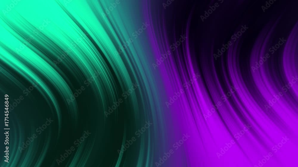 Poster abstract liquid gradient background with smooth flowing lines in vibrant teal green and purple color