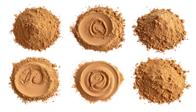 Powdered substance with indented circles