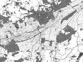 Fototapeta premium Hand-drawn black and white city map of Woking, United Kingdom, ready for wall art or editorial projects.