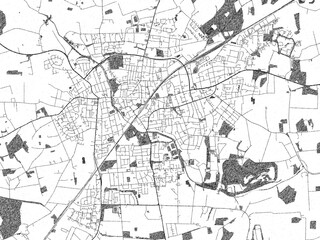 Minimalist monochrome city map of Ahlen, Germany, illustrated with urban detail.