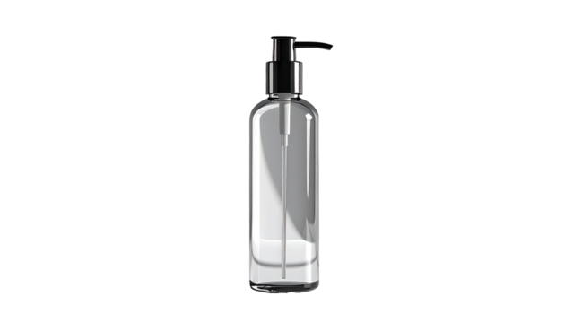 Clear rectangular bottle with pump dispenser