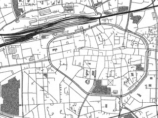 Obraz premium Sketch-style black and white map of Dortmund Zentrum, Germany, perfect for illustration and wall art.