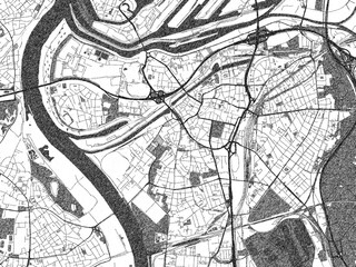 Fototapeta premium Artistic monochrome city map of Duisburg, Germany, created in a hand-drawn style.
