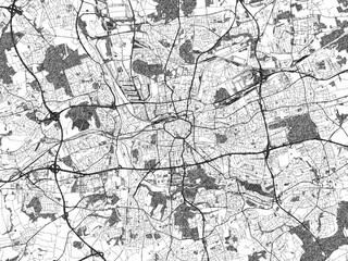 Obraz premium Sketch-style black and white map of Dortmund, Germany, perfect for illustration and wall art.
