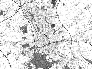 Poster-style sketch map of Erfurt, Germany, designed in artistic monochrome.