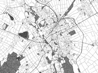Obraz premium Hand-drawn style black and white city map of Duren, Germany, with detailed streets and textures.