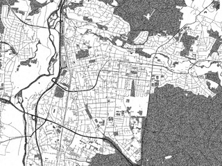 Fototapeta premium Detailed artistic sketch map of Erlangen, Germany, in monochrome black and white.