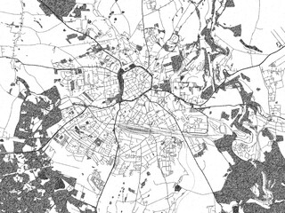 Obraz premium Decorative black and white map of Freiberg, Germany, rendered in sketch-like style.