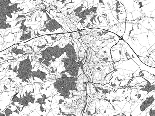 Black and white map poster of Gera, Germany, illustrated in hand-drawn style.