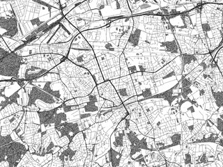 Stylized decorative city map of Gelsenkirchen, Germany, hand-drawn in black and white.