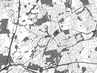 Illustrated city map of Gladbeck, Germany, in black and white, showing roads and textures.