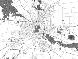 Poster-ready monochrome city map of Gotha, Germany, with detailed streets and rivers.