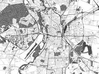 Naklejka premium Artistic urban sketch of Halle, Germany, detailed in black and white map form.