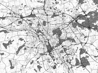 Fototapeta premium Poster-ready black and white illustration map of Hannover, Germany, detailed and artistic.