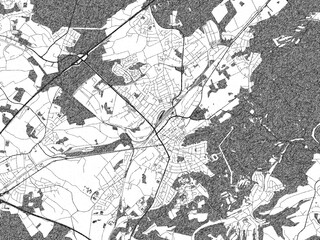 Naklejka premium Illustrated map of Homburg, Germany, in black and white hand-drawn digital style.