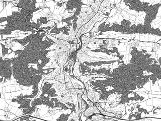 Obraz premium Minimal poster-style map of Jena, Germany, hand-drawn in monochrome.