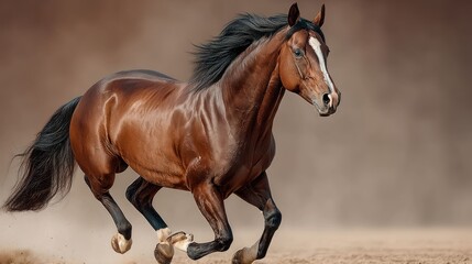 Obraz premium Powerful brown horse in motion