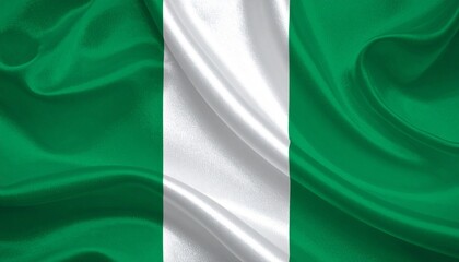 Obraz premium The flag of Nigeria waving naturally realistic fabric folds white background with light shading 