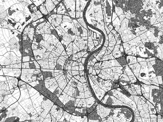 Illustrated map of Koln Metropole, Germany, in black and white hand-drawn digital style.