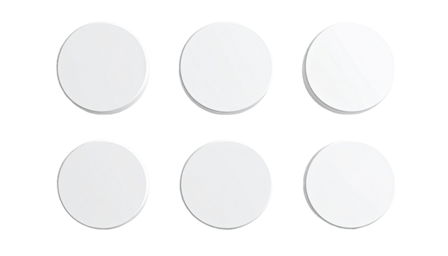 Six blank white circles arranged in a grid