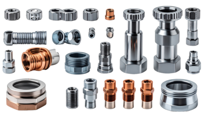 Collection of metal plumbing parts