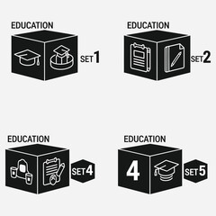 Education Icons Set Representing Academic Elements and Learning Concepts in a Clean, Modern Style
