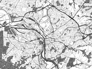 Naklejka premium Artistic urban sketch of Mulheim, Germany, detailed in black and white map form.