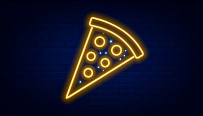 Neon pizza slice graphic