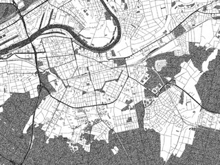 Fototapeta premium Monochrome hand-drawn map of Offenbach am Main, Germany, ideal for decorative and editorial use.