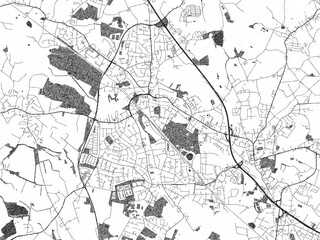 Naklejka premium Illustrated city map of Pinneberg, Germany, in black and white, showing roads and textures.