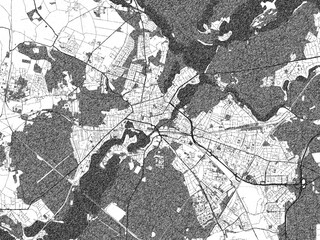 Fototapeta premium Illustrated map of Potsdam, Germany, in black and white hand-drawn digital style.