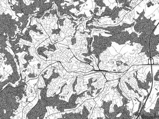 Naklejka premium Urban black and white map of Remscheid, Germany, designed in a sketch style for prints.