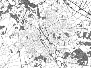 Stylized black and white urban map of Rheine, Germany, hand-drawn for decor and creative use.