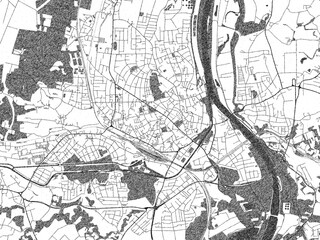 Fototapeta premium Hand-drawn black and white city map of Rosenheim, Germany, ready for wall art or editorial projects.