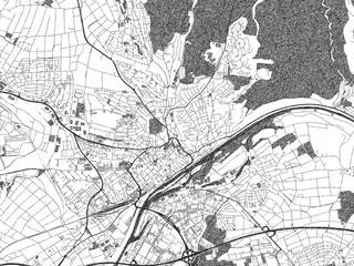 Fototapeta premium Minimal poster-style map of Schweinfurt, Germany, hand-drawn in monochrome.