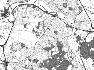 Fototapeta premium Stylized black and white urban map of Sankt Augustin, Germany, hand-drawn for decor and creative use.