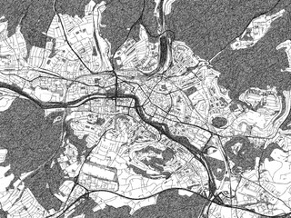 Naklejka premium Black and white map poster of Saarbrucken, Germany, illustrated in hand-drawn style.