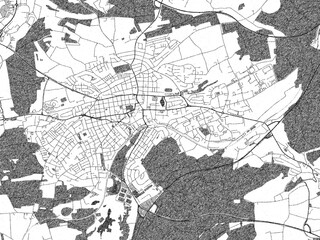 Black and white map poster of Schwenningen, Germany, illustrated in hand-drawn style.