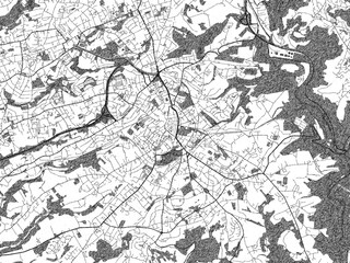 Obraz premium City map illustration of Solingen, Germany, rendered in black and white sketch style.