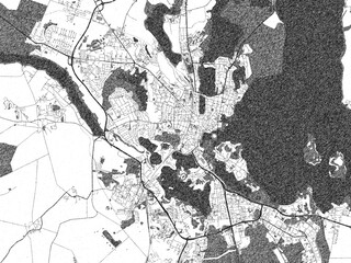 Naklejka premium Detailed black and white map of Schwerin, Germany, in artistic sketch style.