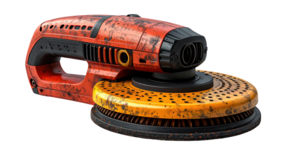 Orange-red power sander, industrial