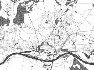 Fototapeta premium Decorative black and white map of Wittenberg, Germany, rendered in sketch-like style.