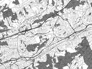 Sketch-style black and white map of Wuppertal, Germany, perfect for illustration and wall art.