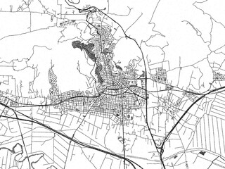 Obraz premium Poster-ready black and white illustration map of Lamia, Greece, detailed and artistic.