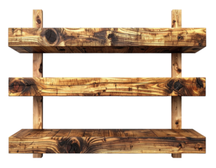 Rustic wooden shelf with two tiers