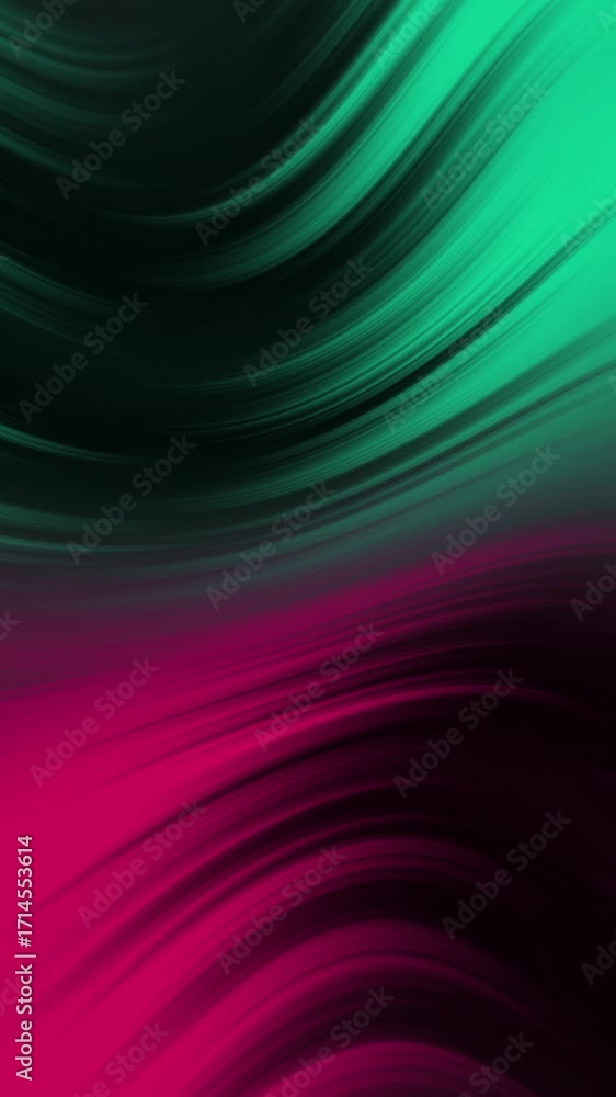 Poster abstract liquid gradient background with dynamic flowing waves in vibrant magenta pink and emerald g