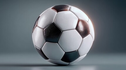 Fototapeta premium Soccer ball, black and white, studio shot