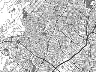 Obraz premium Illustrated city map of Peristeri, Greece, in black and white, showing roads and textures.